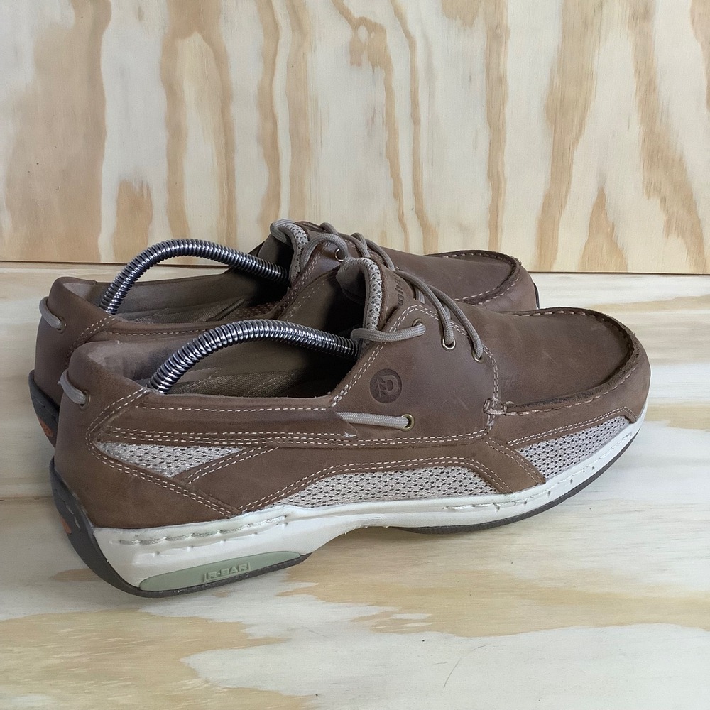 Dunham Captain MCN410TN Mens Tan Leather Mesh Boat Shoes Size 10 6E Extra Wide